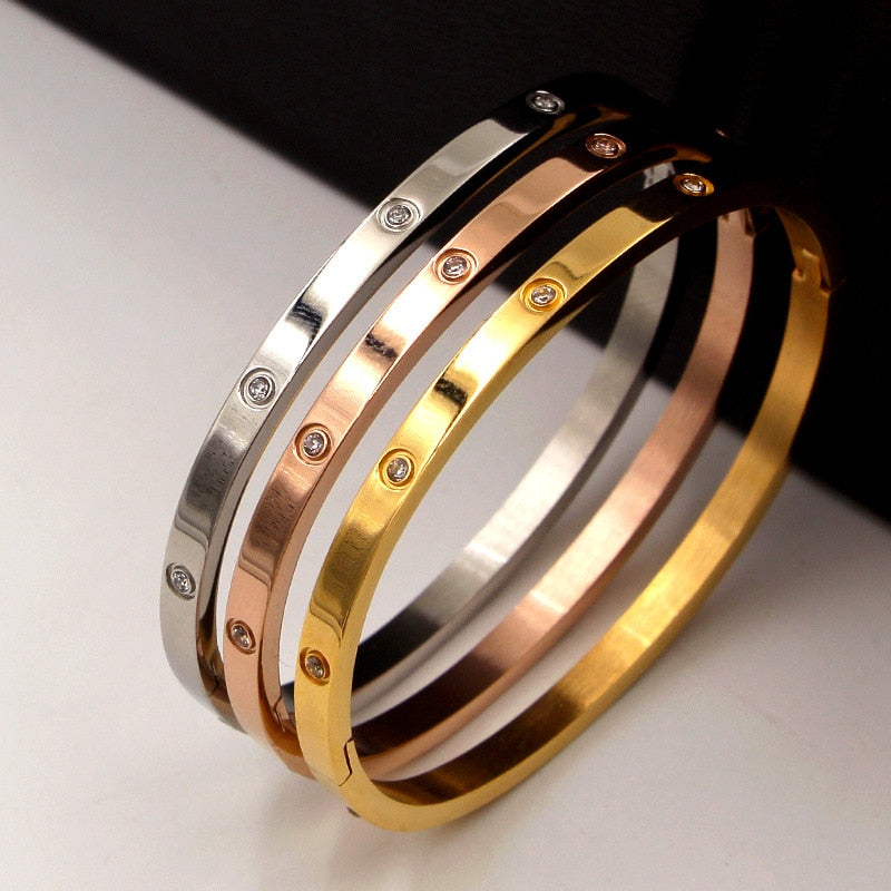 Pulseras de Acero Inoxidable Doradas para Mujer