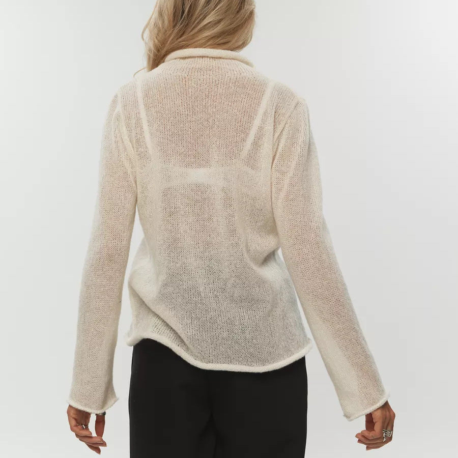 Jersey Calado Holgado de Manga Larga para Mujer – Estilo Boho