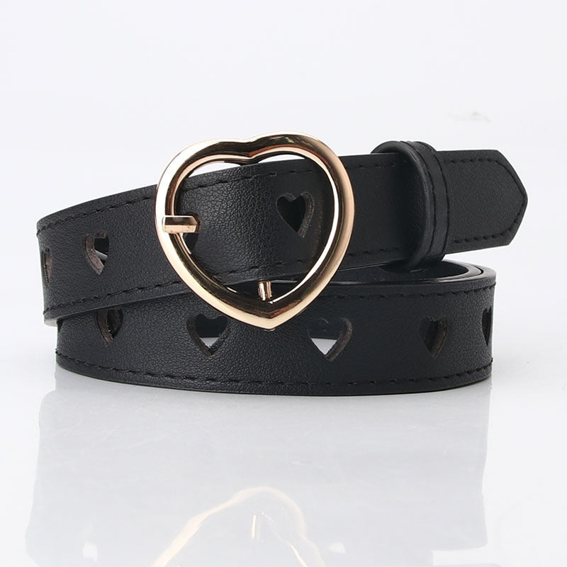 Cinturon Decorativo con Corazones Calados para Mujer - Estilo Dulce