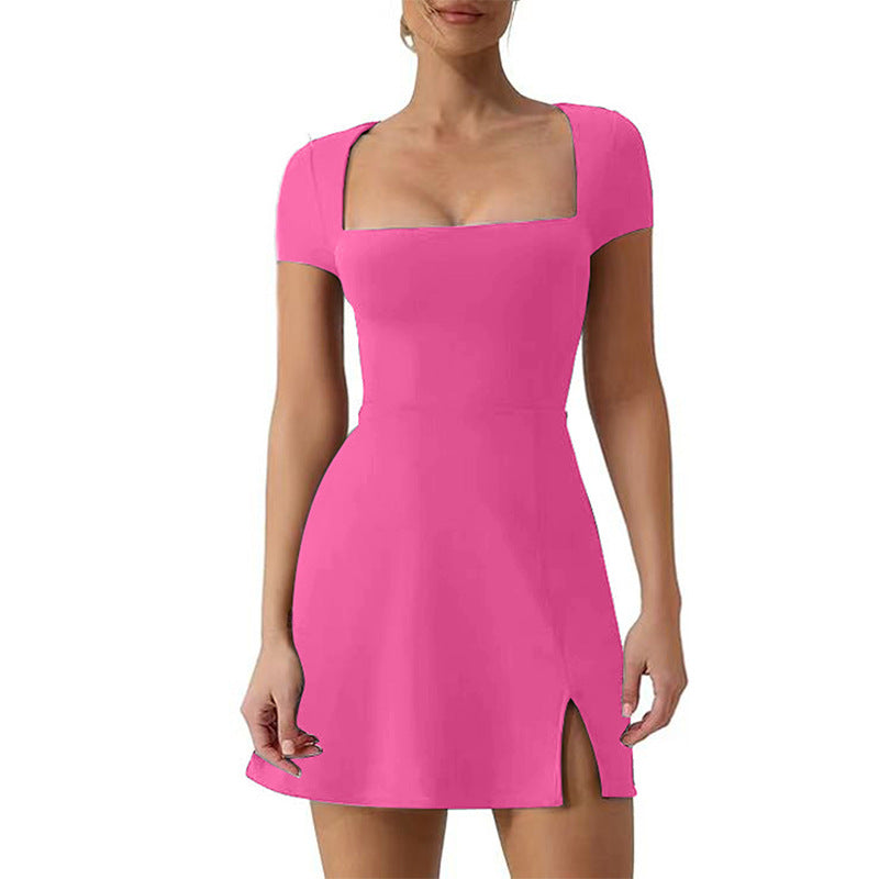 Vestido A-Line Elegante sin Mangas con Abertura Alta para Mujer