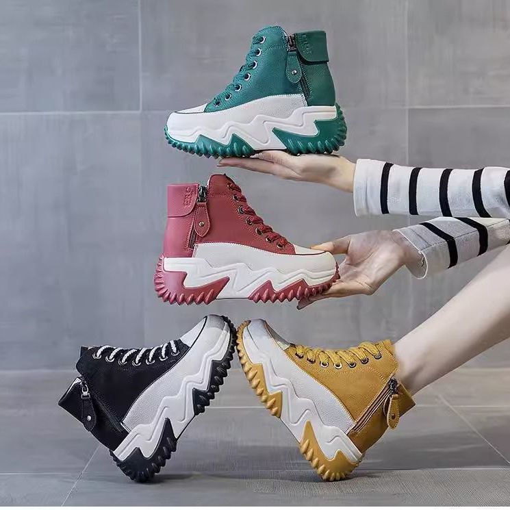 Small niche high top women's shoes thick soled casual versatile sports shoes | Otoño Invierno