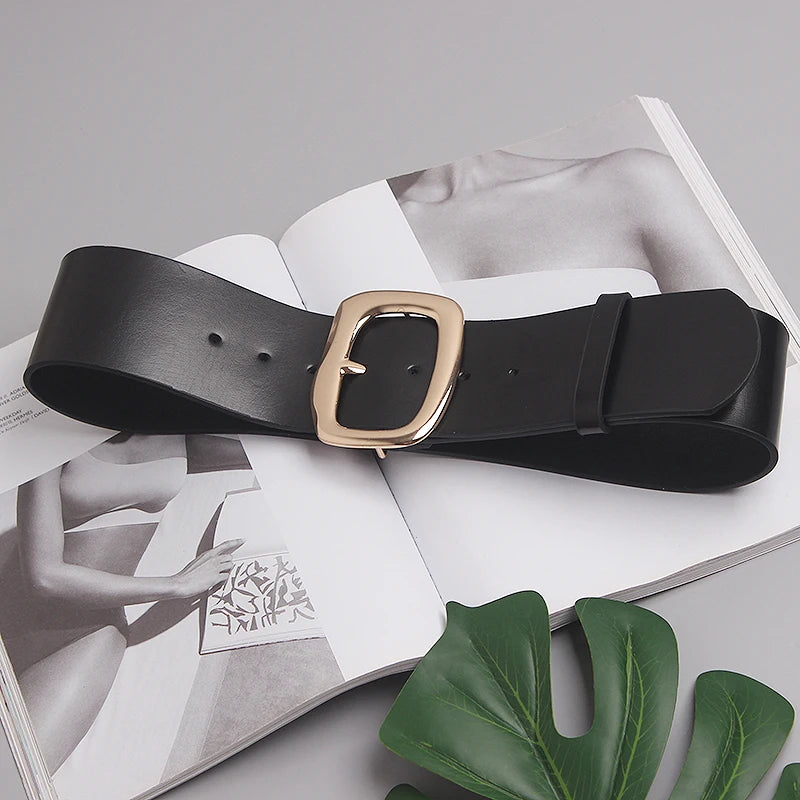 Cinturón Ancho de Cuero Genuino para Mujer – Estilo Corsé