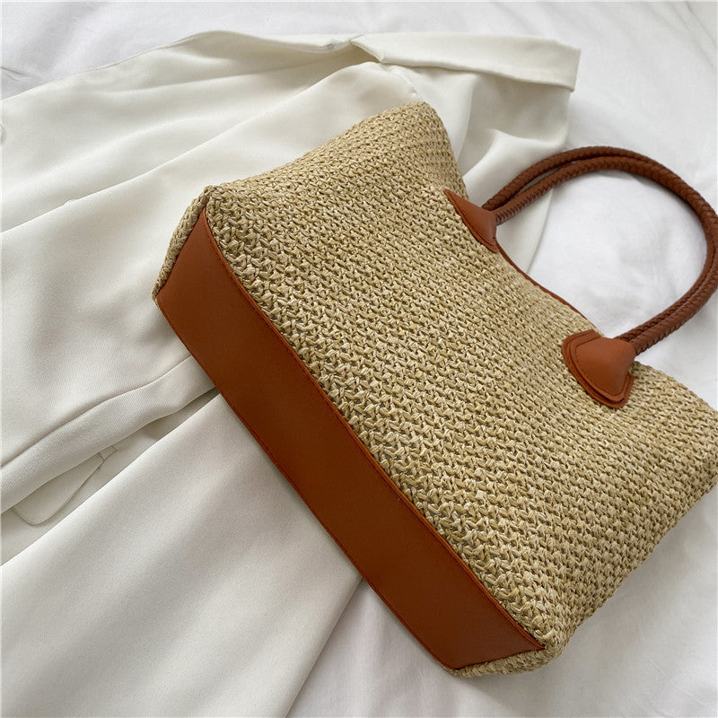 Bolso tote de rafia trenzada grande para verano