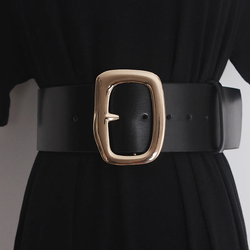Cinturón Ancho de Cuero Genuino para Mujer – Estilo Corsé