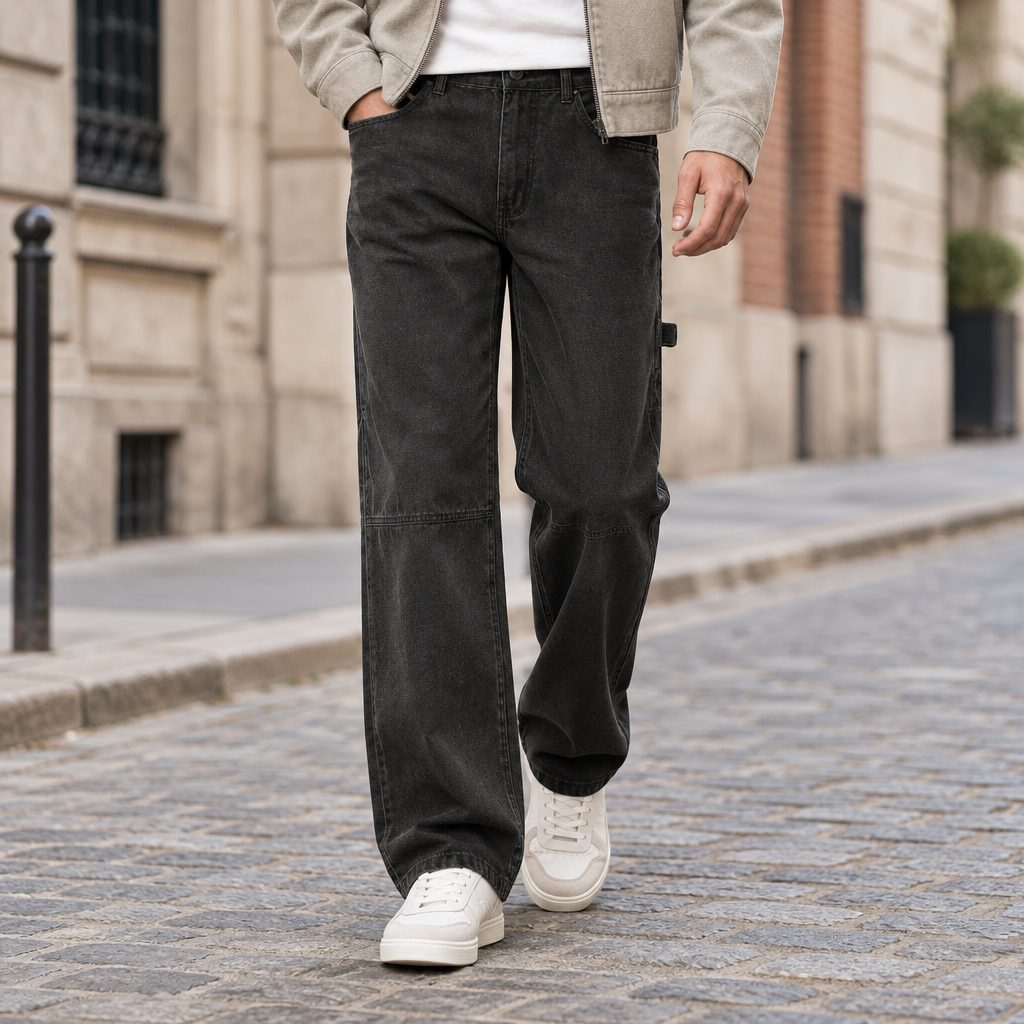 Old Washing Water Denim Straight-leg Trousers Men