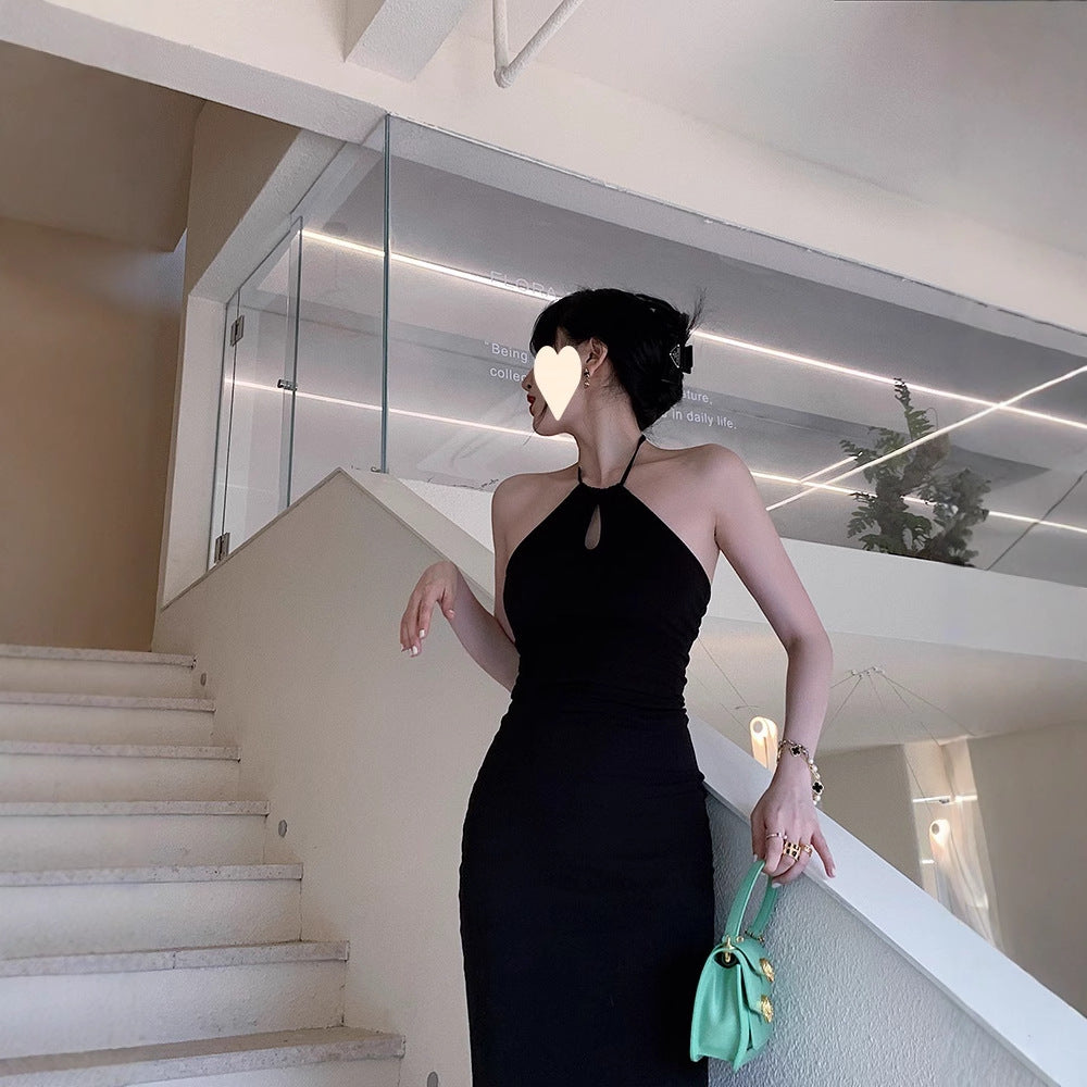 Vestido largo strapless bodycon negro para noche