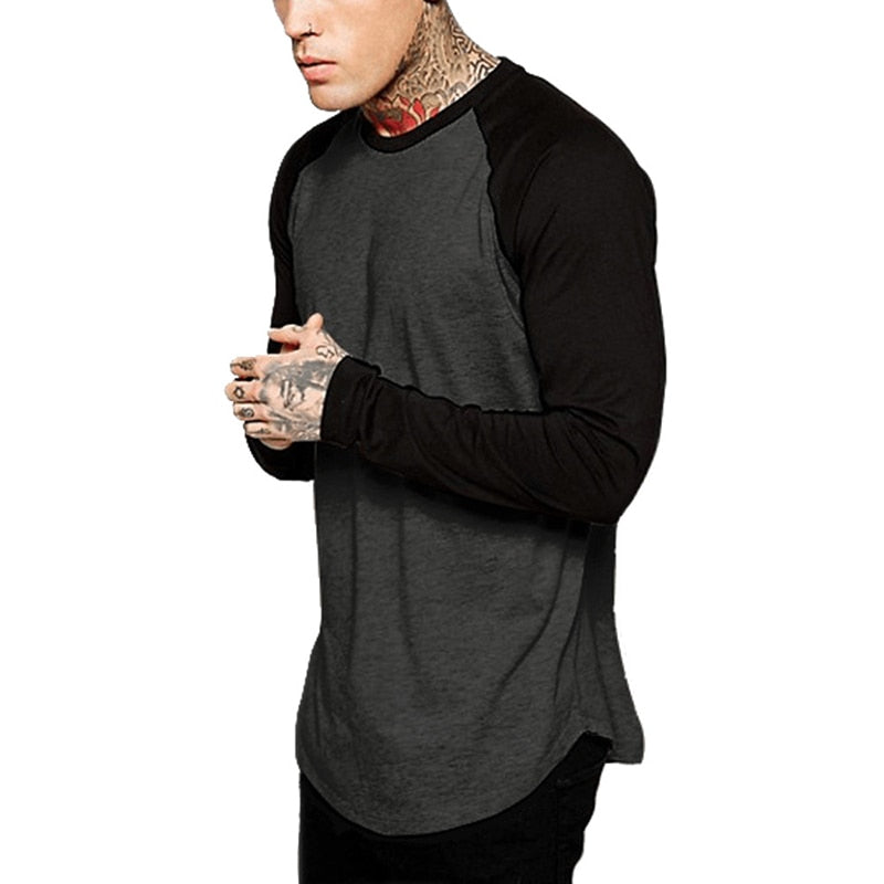 URSPORTTECH Brand Fashion Men's Long Sleeve T-shirt Autumn Winter Casual Vintage Patchwork Top Blouse Cotton Homme tshirt S-4XL