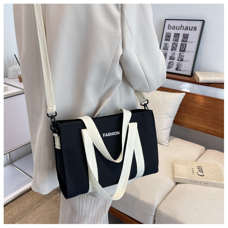 Bolso tote de lona estilo japonés con letras gran capacidad