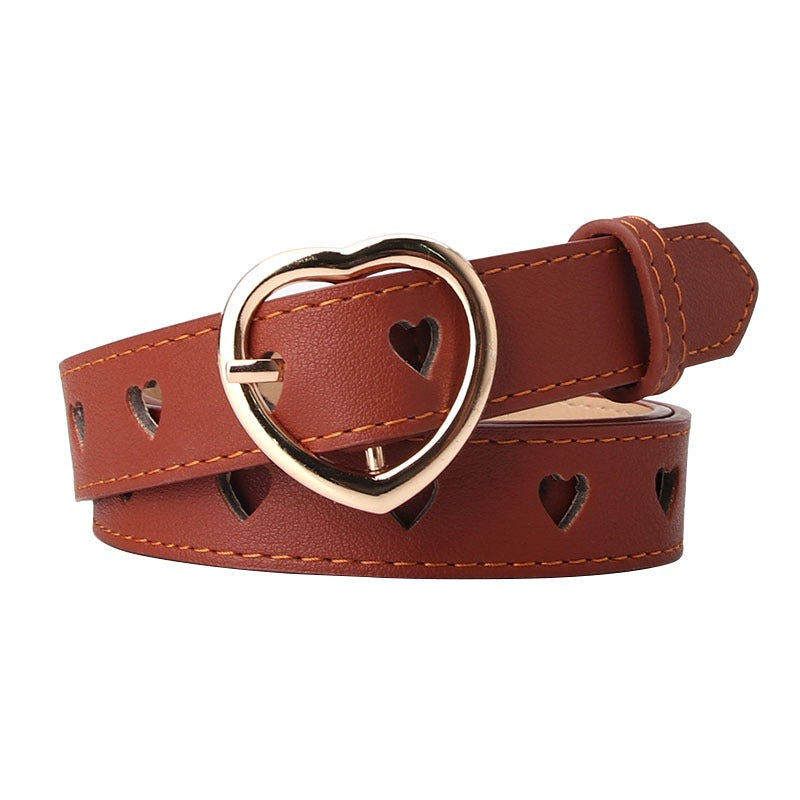 Cinturon Decorativo con Corazones Calados para Mujer - Estilo Dulce