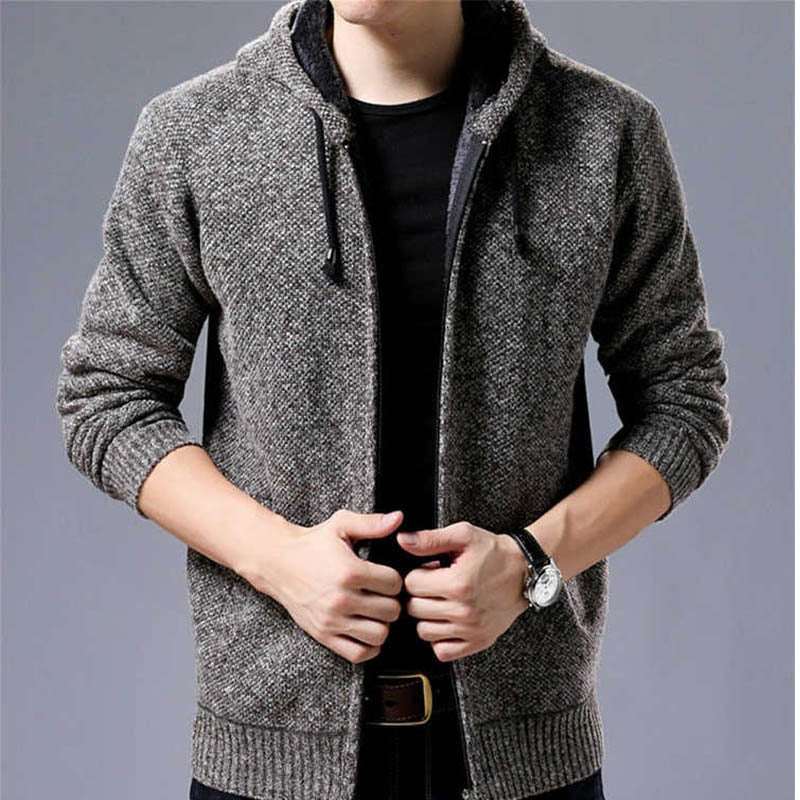 New Men's Sweaters Autumn Winter Warm Cashmere Wool Zipper Cardigan Sweaters Man Casual Knitwear Sweatercoat male clothe