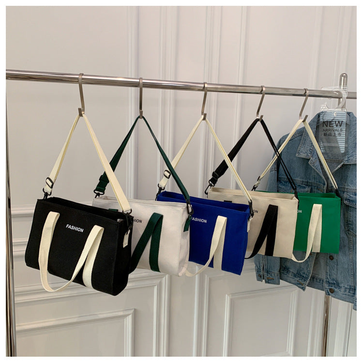 Bolso tote de lona estilo japonés con letras gran capacidad