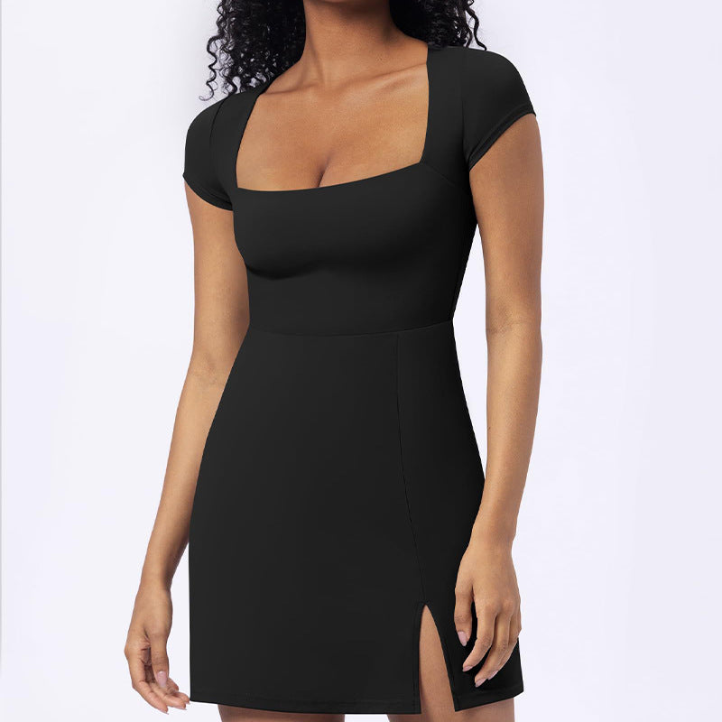 Vestido A-Line Elegante sin Mangas con Abertura Alta para Mujer