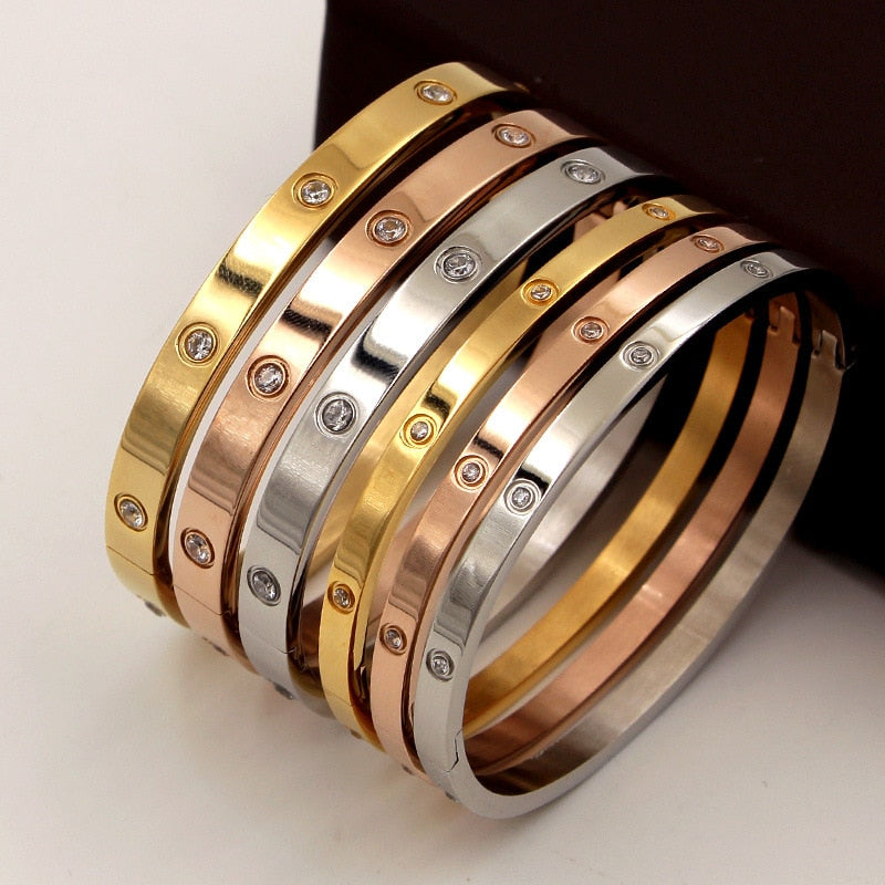 Pulseras de Acero Inoxidable Doradas para Mujer