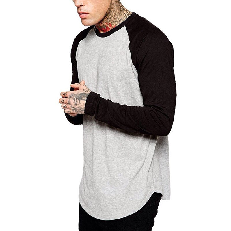 URSPORTTECH Brand Fashion Men's Long Sleeve T-shirt Autumn Winter Casual Vintage Patchwork Top Blouse Cotton Homme tshirt S-4XL