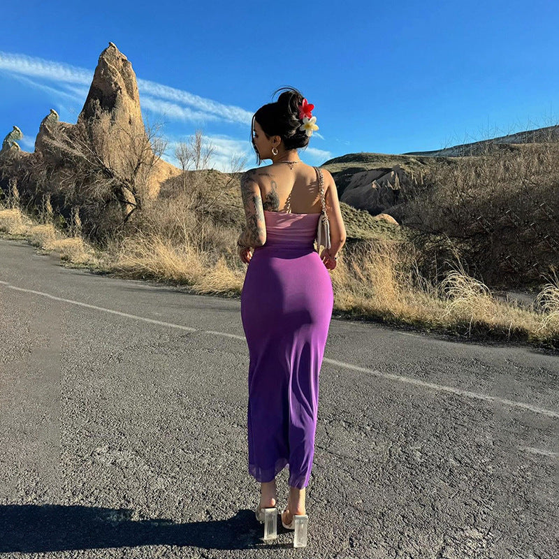Vestido Largo Sin Tirantes Sexy con Degradado para Mujer
