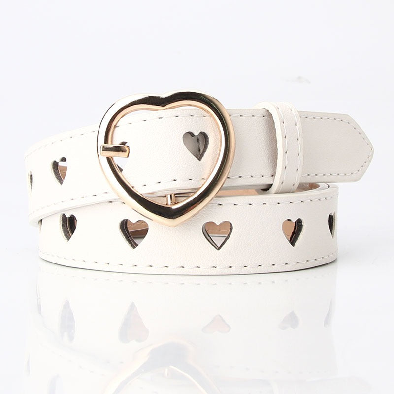 Cinturon Decorativo con Corazones Calados para Mujer - Estilo Dulce