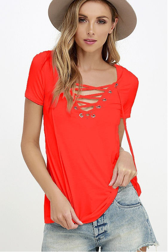 Plain V-neck T-shirt in 10 colors