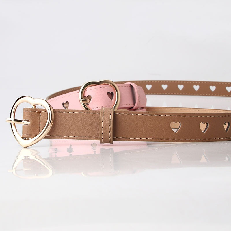 Cinturon Decorativo con Corazones Calados para Mujer - Estilo Dulce