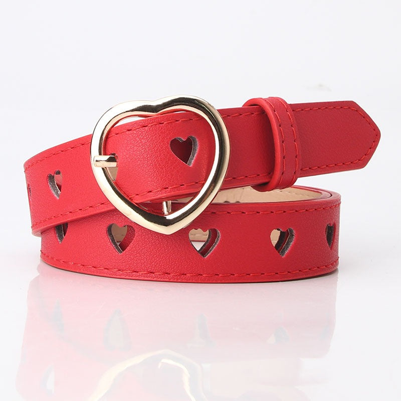 Cinturon Decorativo con Corazones Calados para Mujer - Estilo Dulce