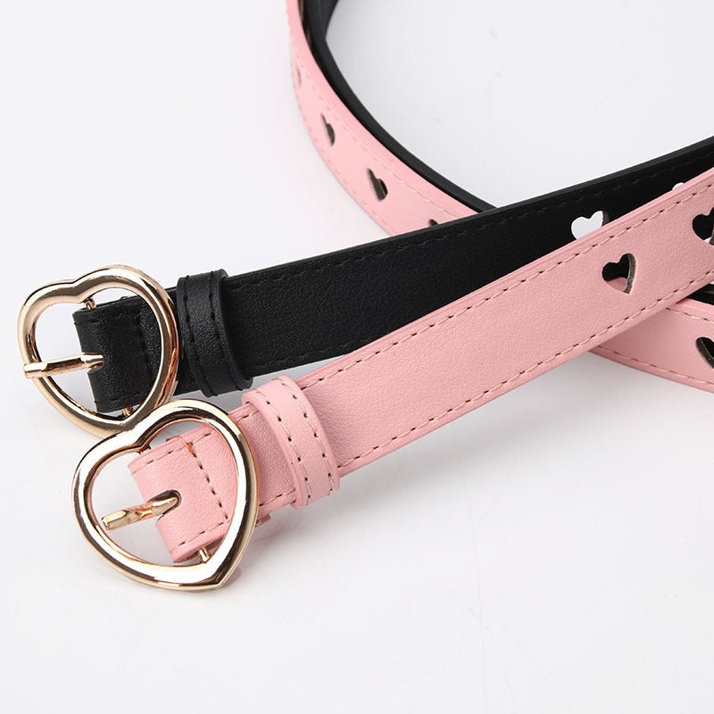 Cinturon Decorativo con Corazones Calados para Mujer - Estilo Dulce