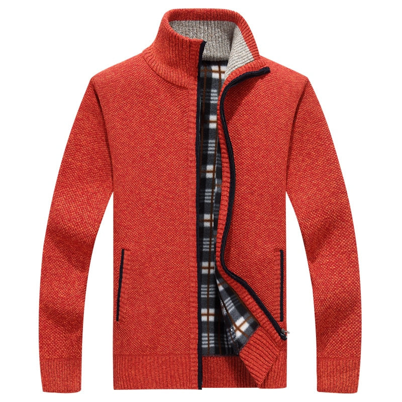 New Men's Sweaters Autumn Winter Warm Cashmere Wool Zipper Cardigan Sweaters Man Casual Knitwear Sweatercoat male clothe
