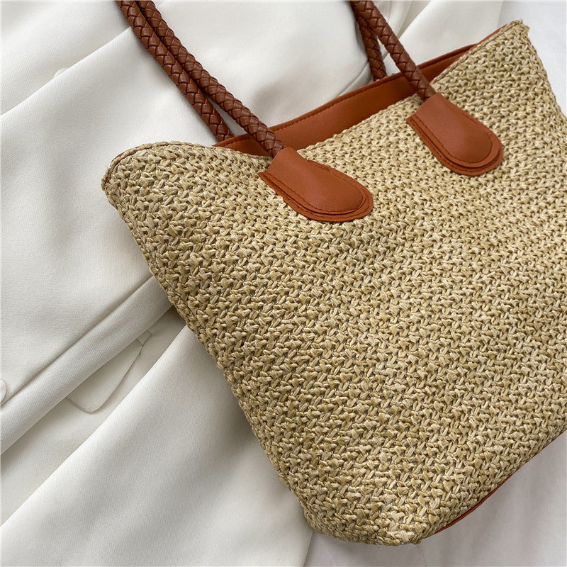 Bolso tote de rafia trenzada grande para verano