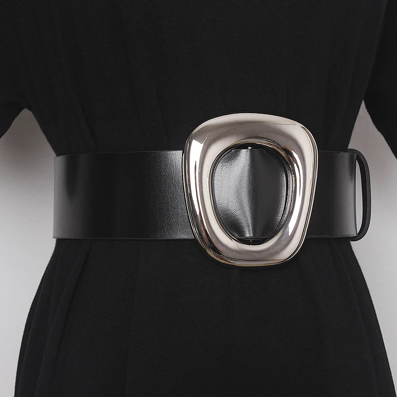 Cinturón Ancho de Cuero Genuino para Mujer – Estilo Corsé
