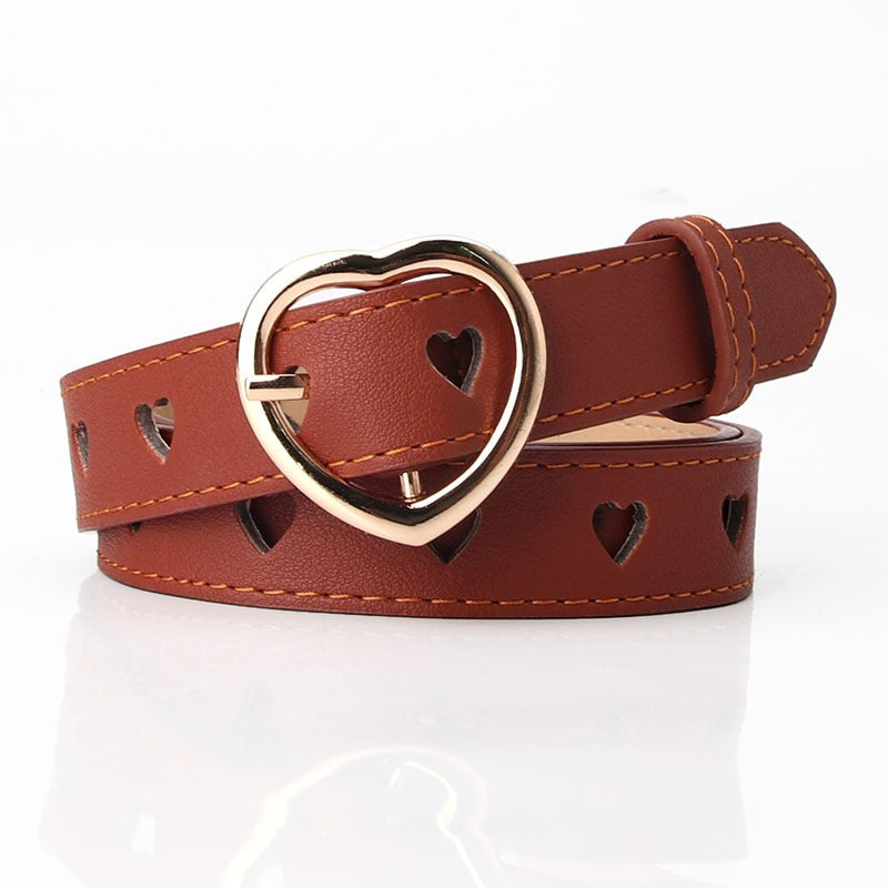 Cinturon Decorativo con Corazones Calados para Mujer - Estilo Dulce