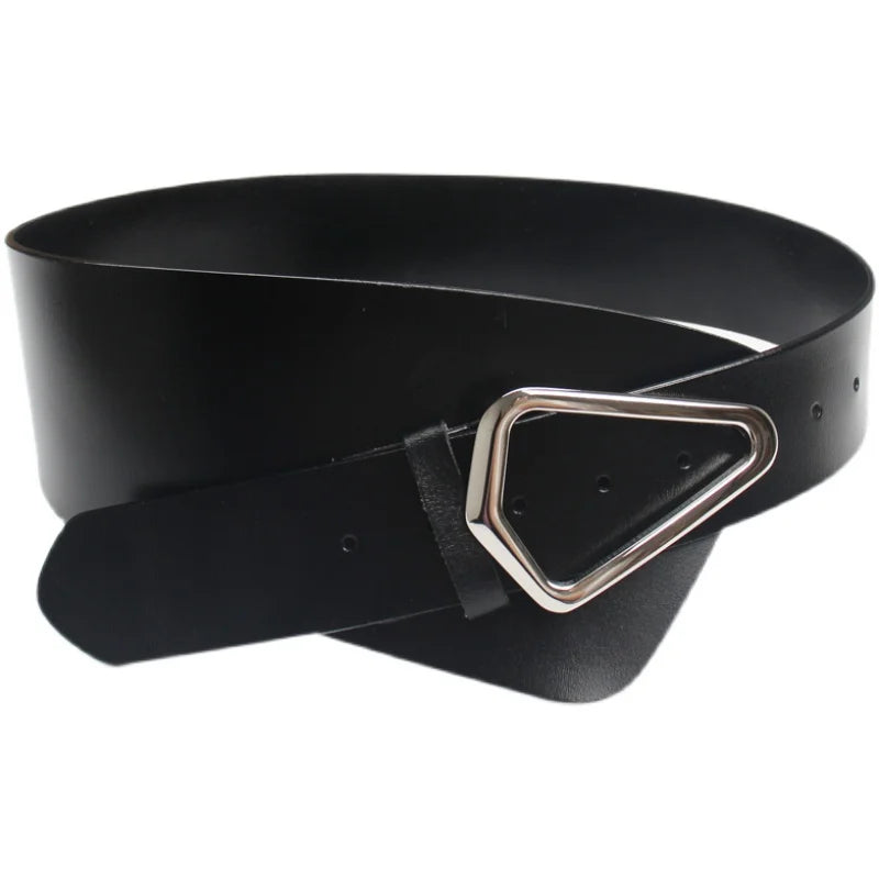 Cinturón de Cuero Real Asimétrico para Mujer – Estilo Primavera