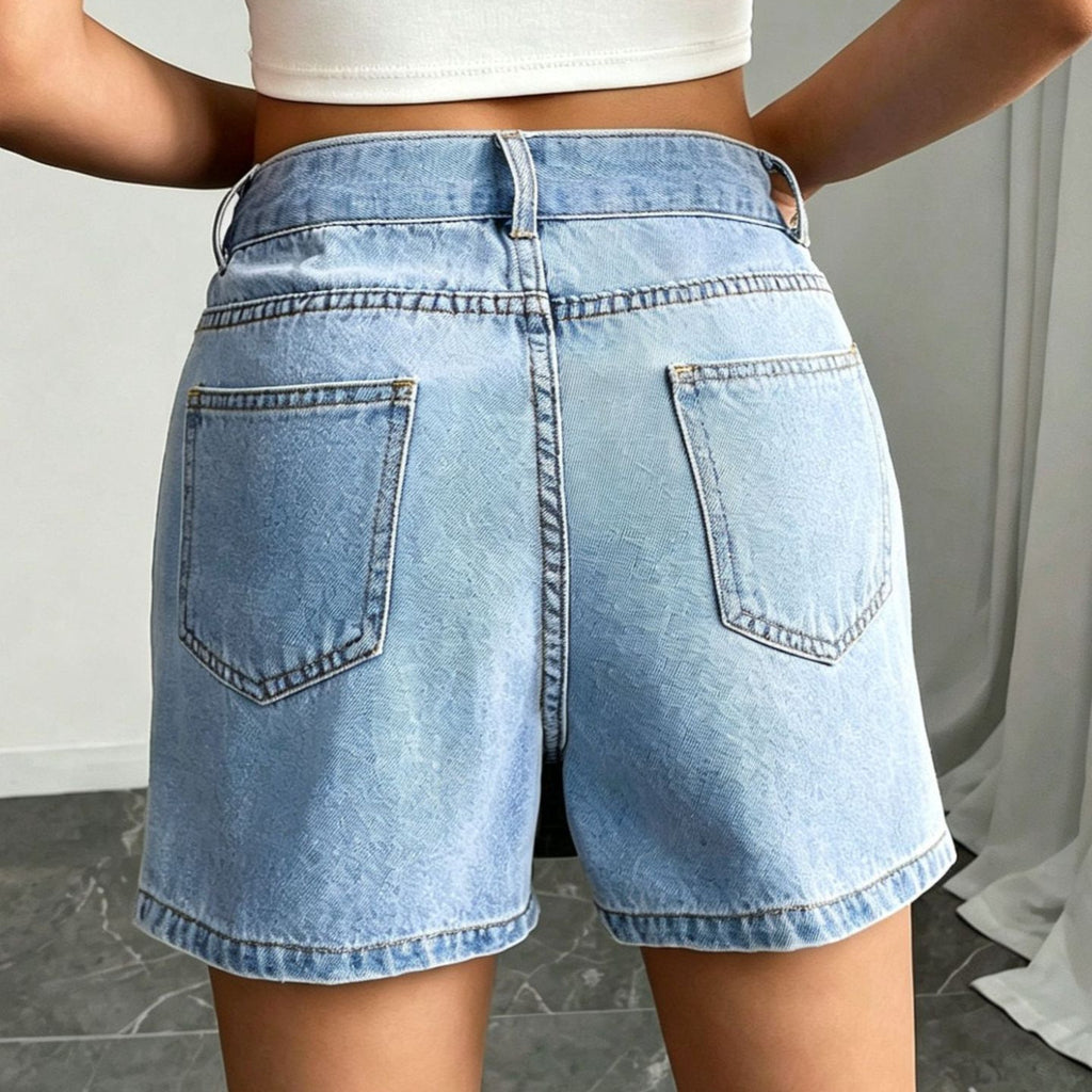 Women's High Waisted Slim Fit Denim Shorts
