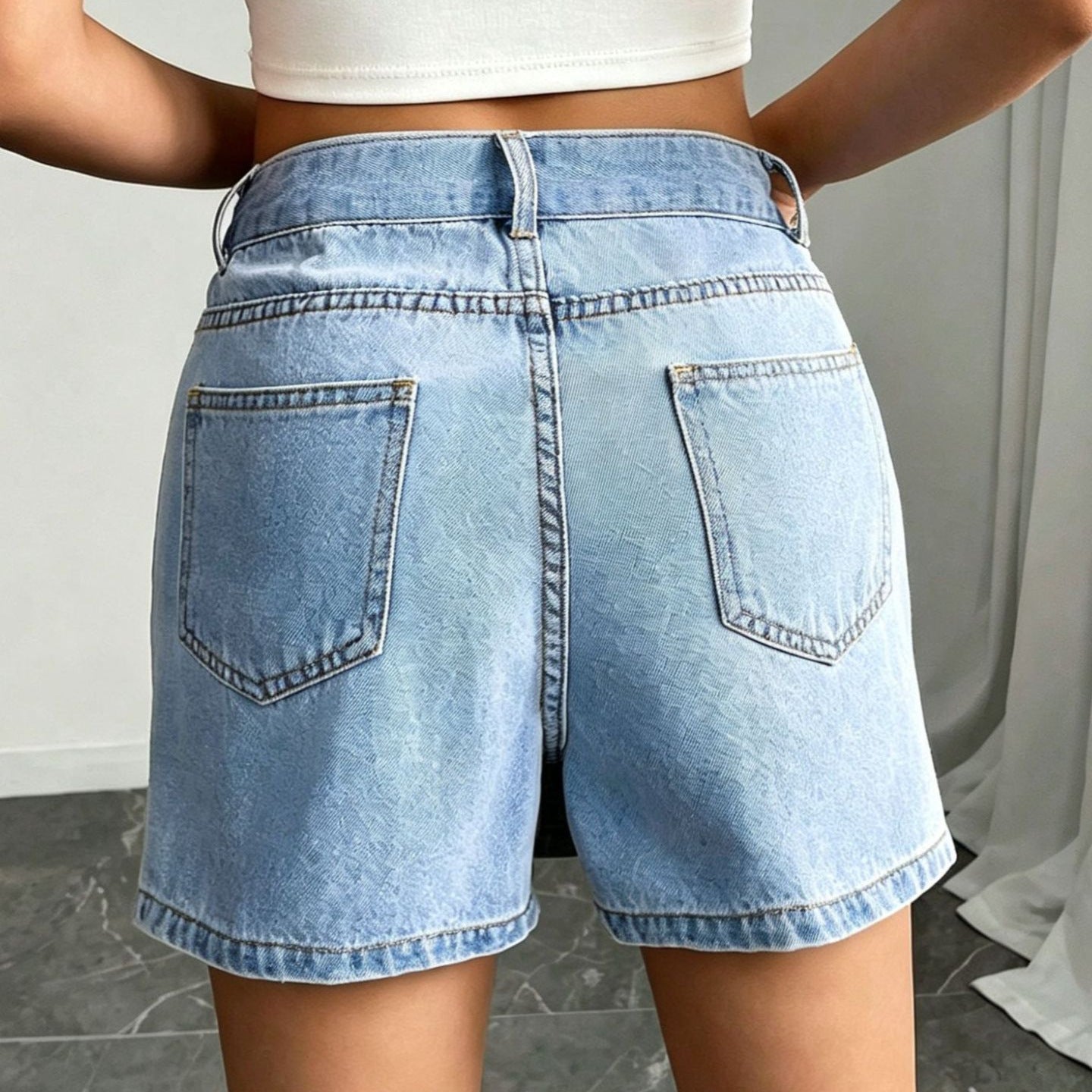 Women's High Waisted Slim Fit Denim Shorts