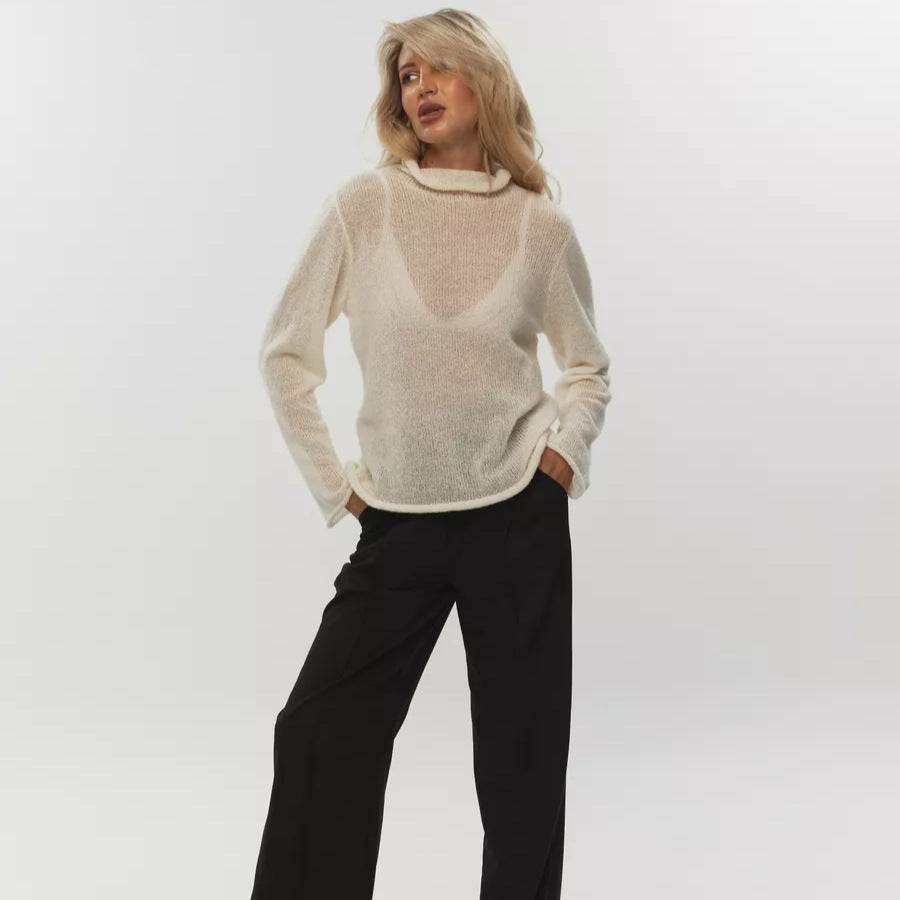 Jersey Calado Holgado de Manga Larga para Mujer – Estilo Boho