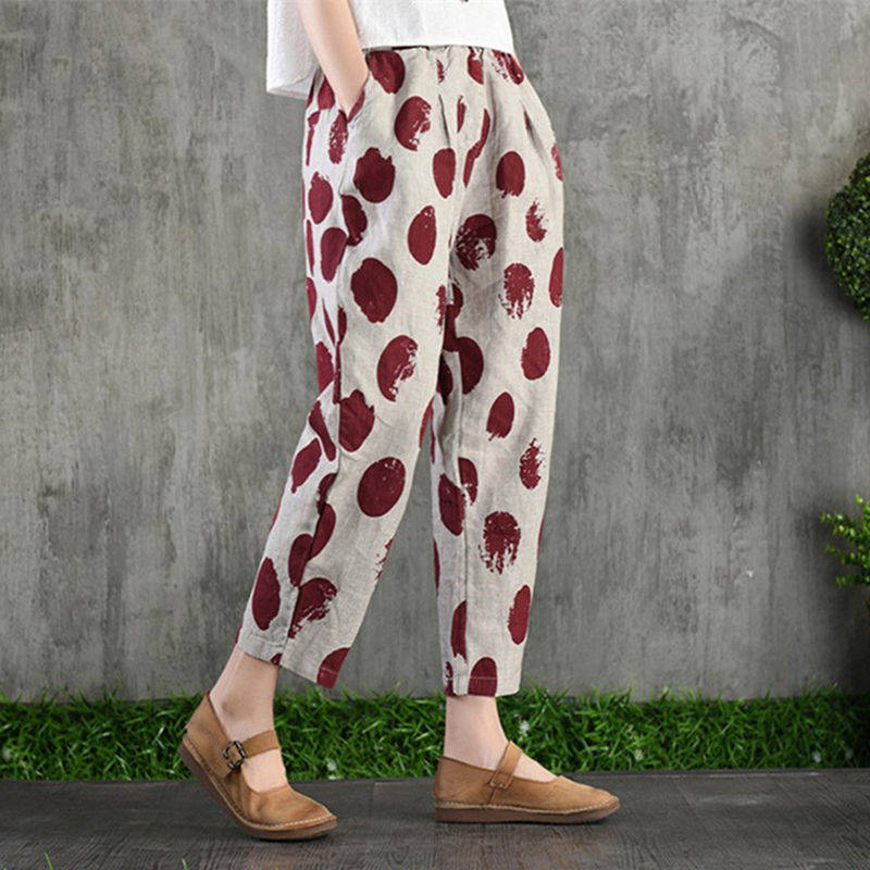 Pantalones Harem de Lino y Algodón para Mujer – Estampado Graffiti