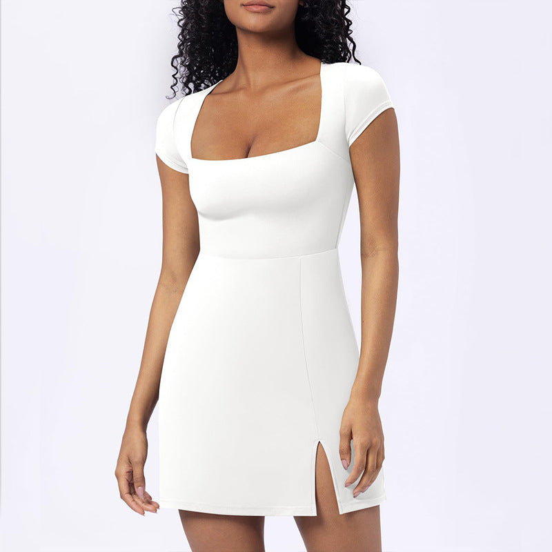 Vestido A-Line Elegante sin Mangas con Abertura Alta para Mujer