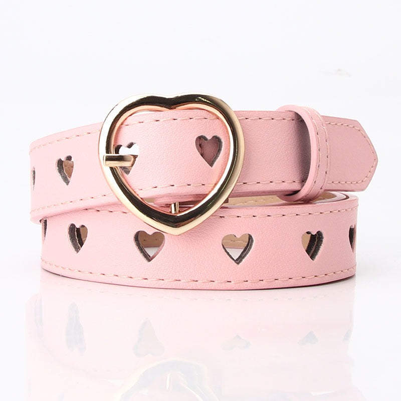 Cinturon Decorativo con Corazones Calados para Mujer - Estilo Dulce