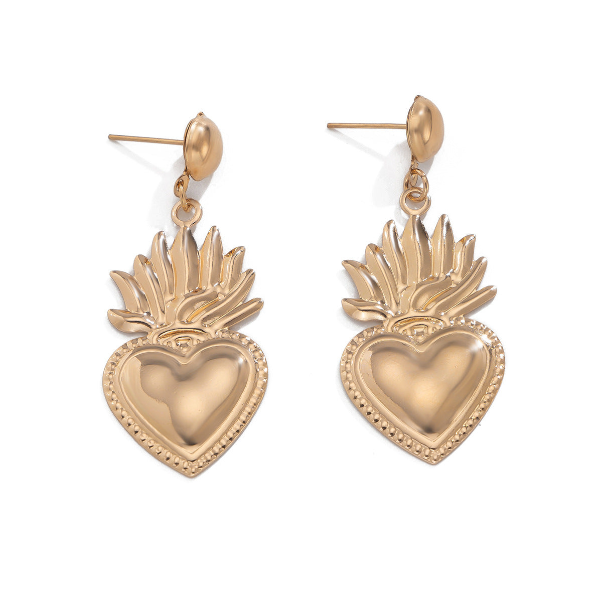Pendientes Colgantes con Llama y Corazón de Melocotón
