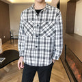 Men's Casual Plaid Long Sleeve Shirt Jacket Loose Fit