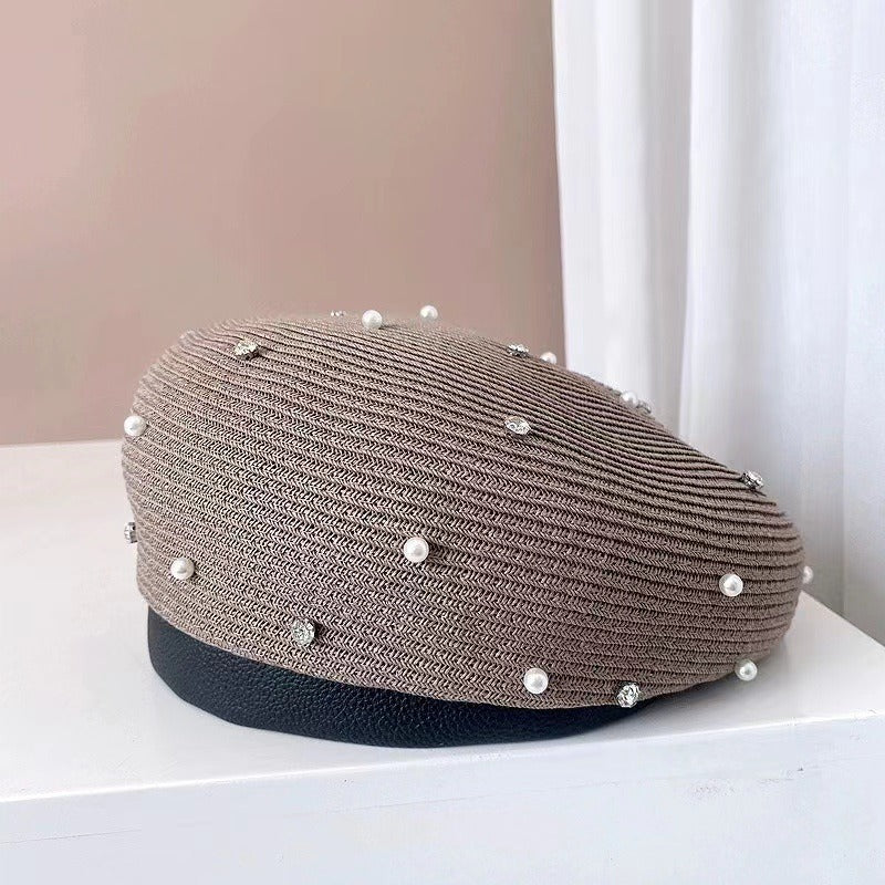 Boina Estilo Japonés con Perlas y Strass para Mujer