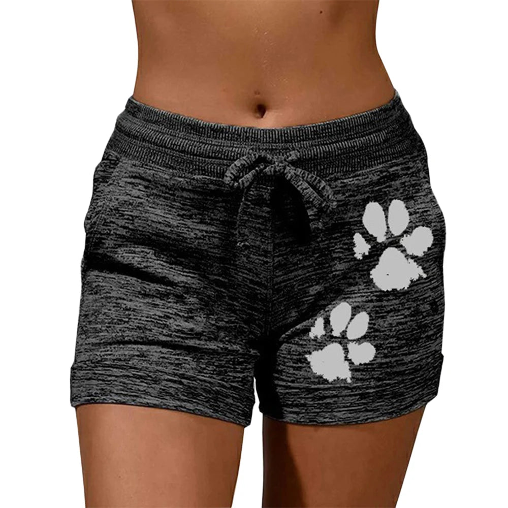 Shorts de Secado Rápido con Estampado de Patitas de Gato para Mujer
