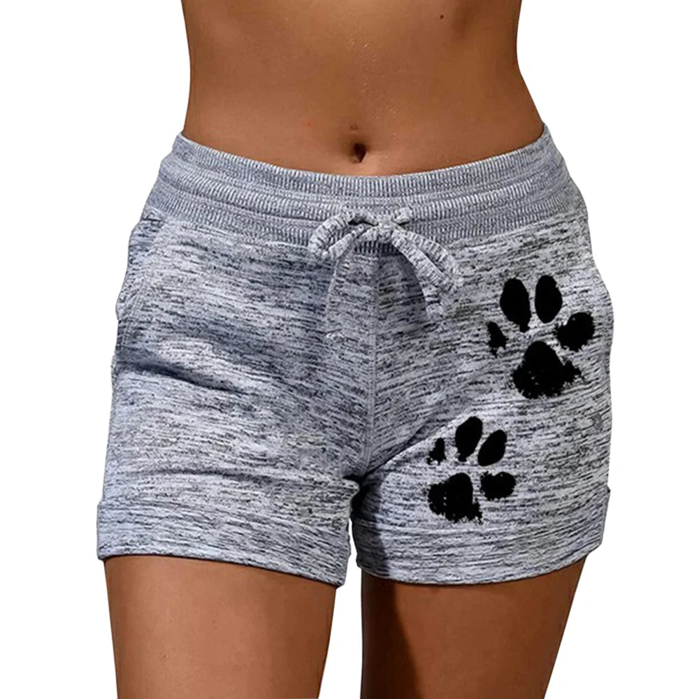 Shorts de Secado Rápido con Estampado de Patitas de Gato para Mujer