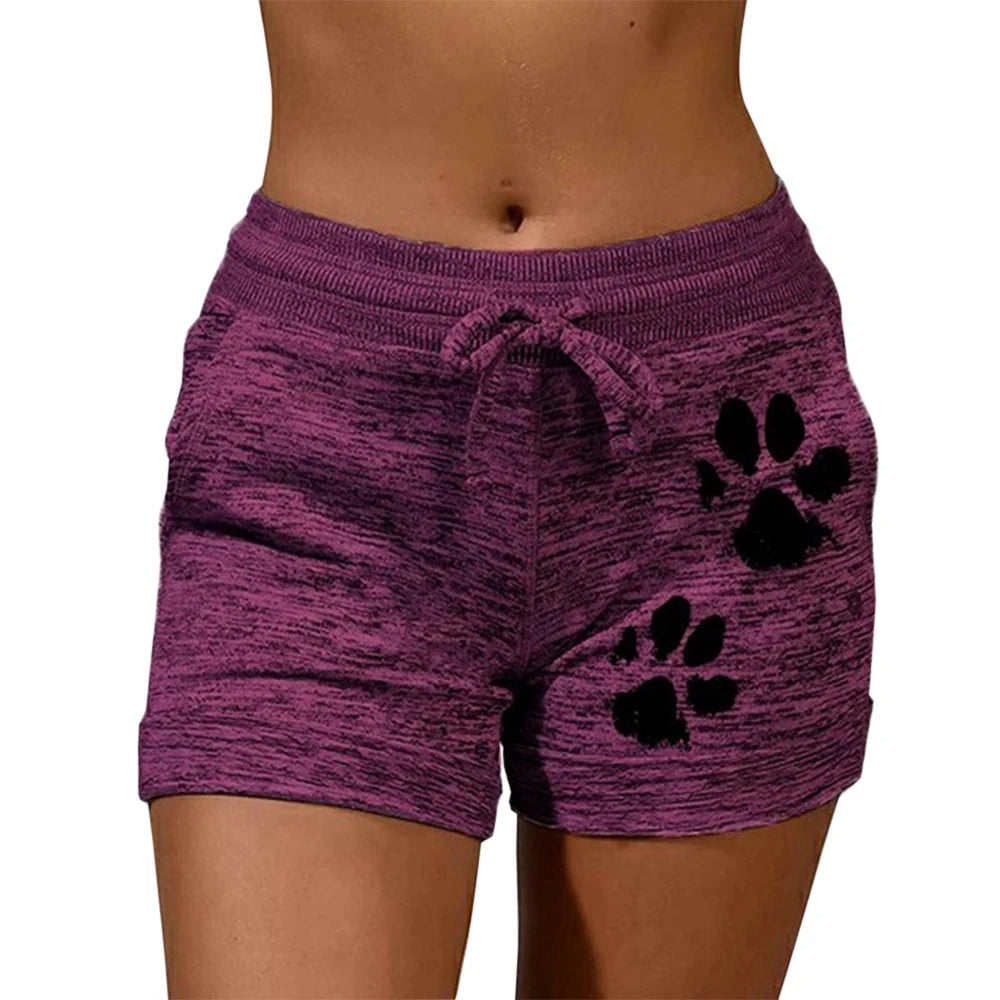Shorts de Secado Rápido con Estampado de Patitas de Gato para Mujer