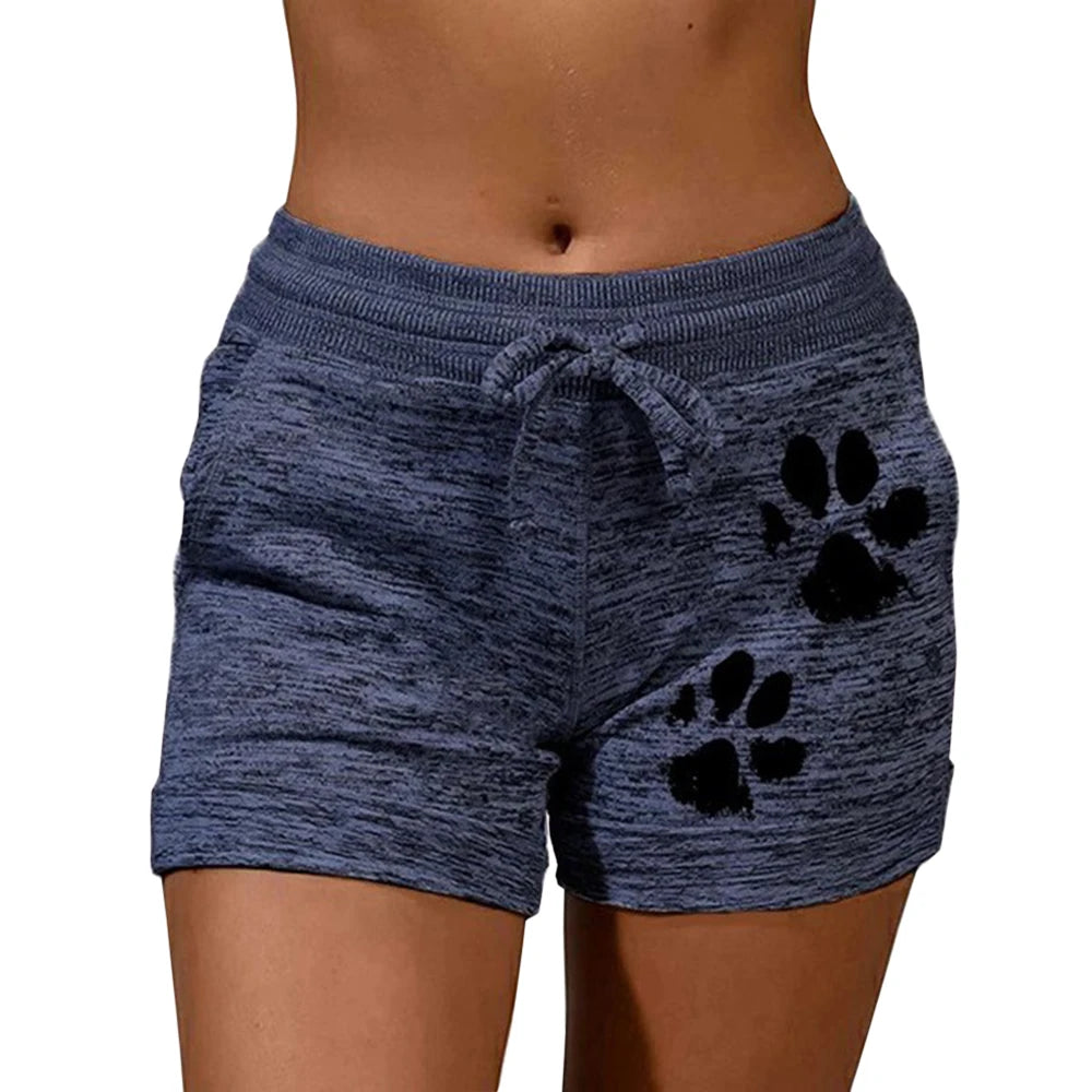 Shorts de Secado Rápido con Estampado de Patitas de Gato para Mujer