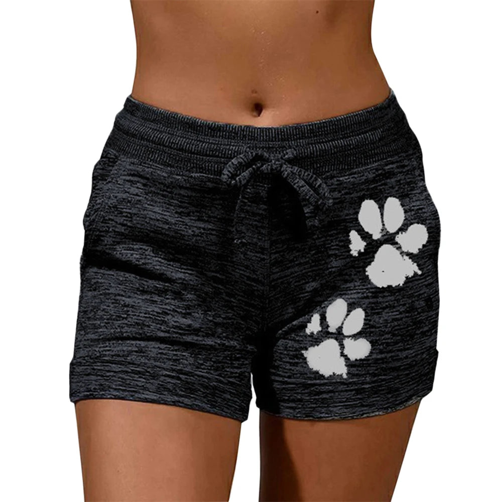 Shorts de Secado Rápido con Estampado de Patitas de Gato para Mujer