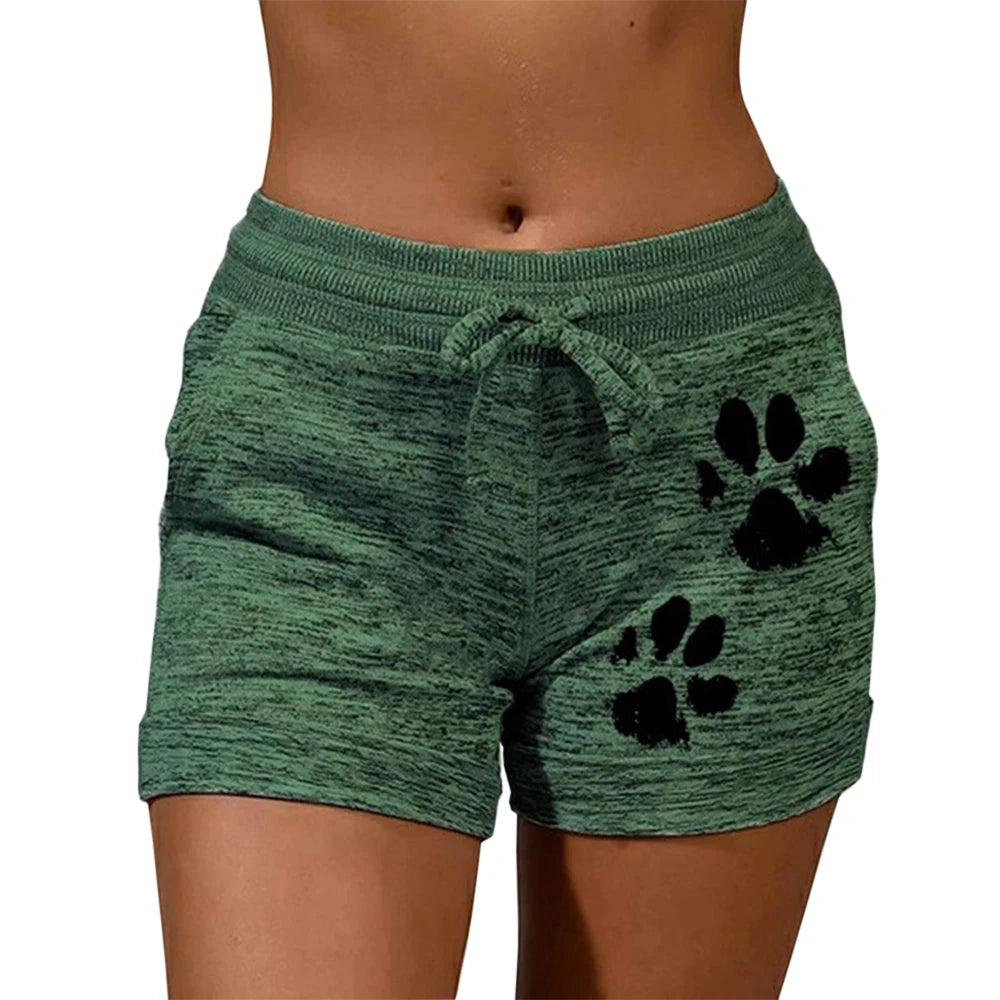 Shorts de Secado Rápido con Estampado de Patitas de Gato para Mujer