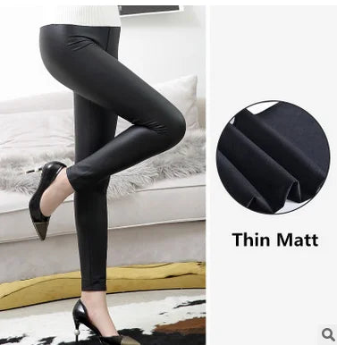 Leggings de Cuero PU de Cintura Alta para Mujer – Efecto Mate y Brillante