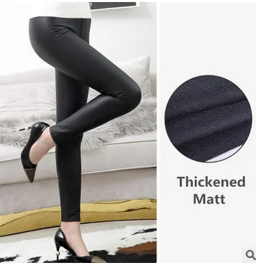 Leggings de Cuero PU de Cintura Alta para Mujer – Efecto Mate y Brillante