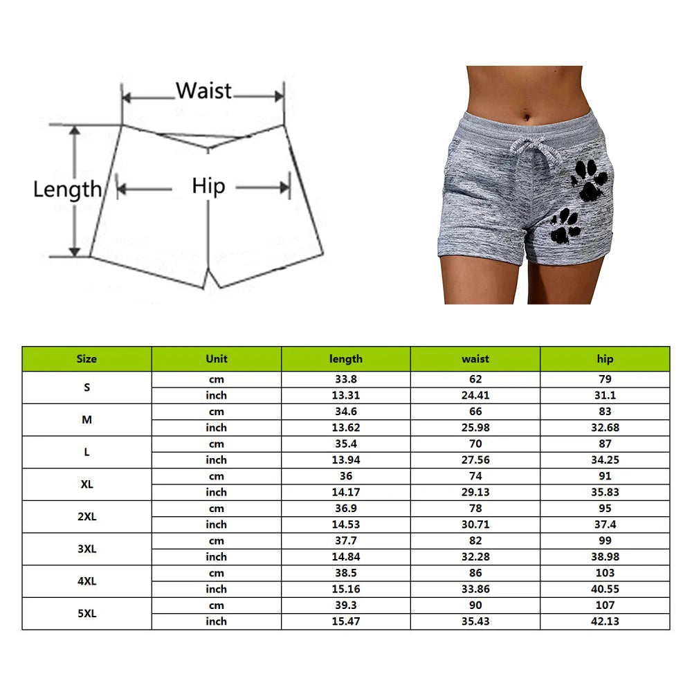 Shorts de Secado Rápido con Estampado de Patitas de Gato para Mujer
