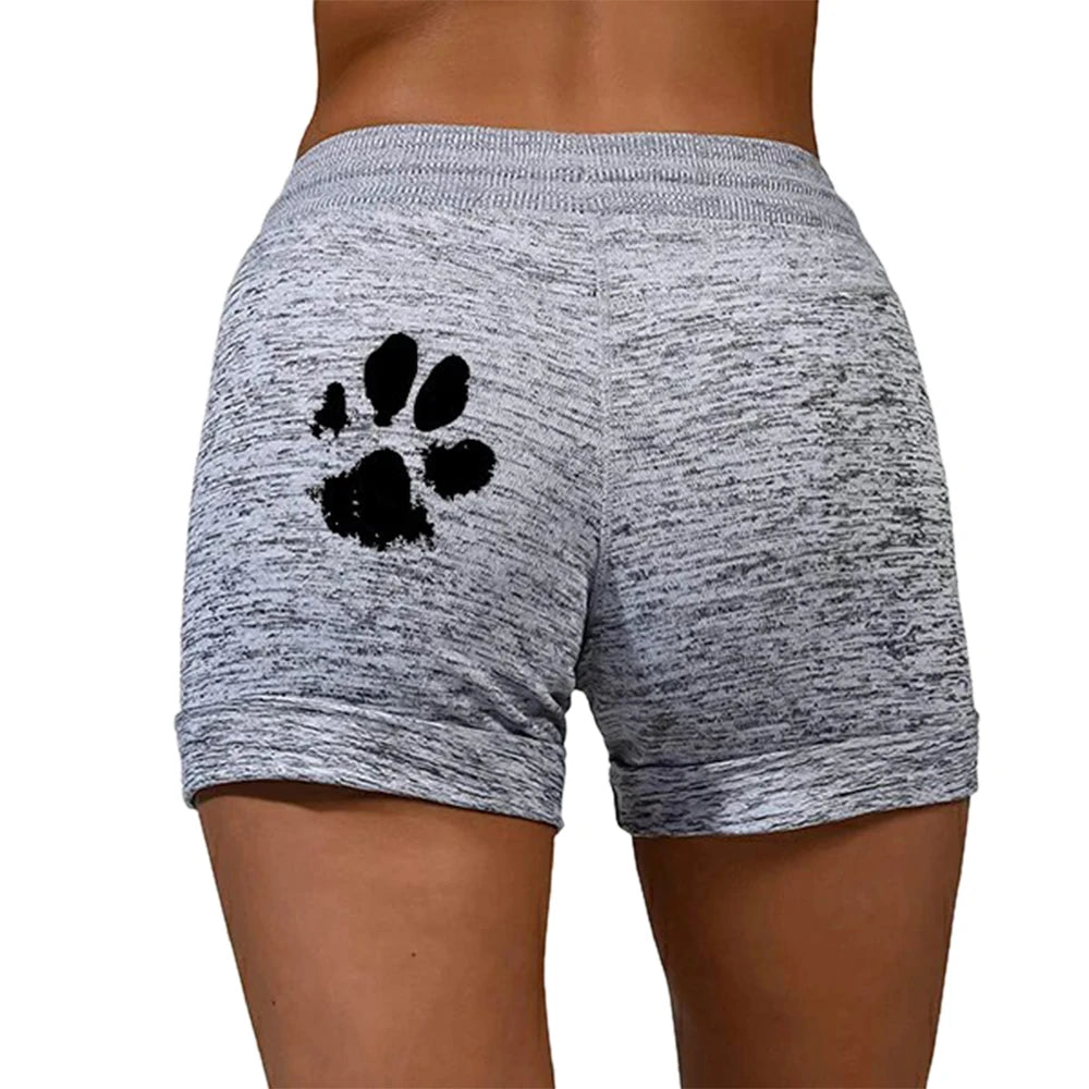 Shorts de Secado Rápido con Estampado de Patitas de Gato para Mujer