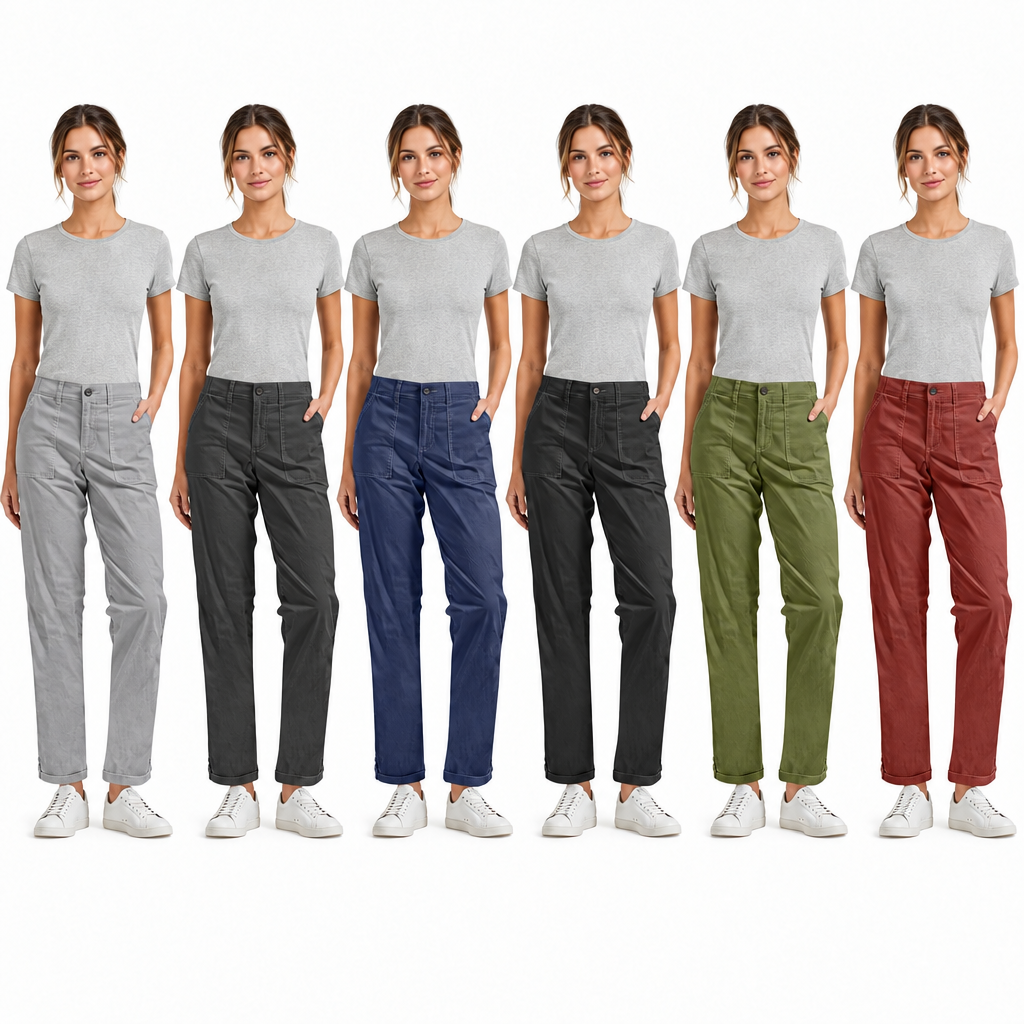 2026 Ladies Workwear Casual Pants With Multiple Pockets, Straight Leg, Mid-Length Pants