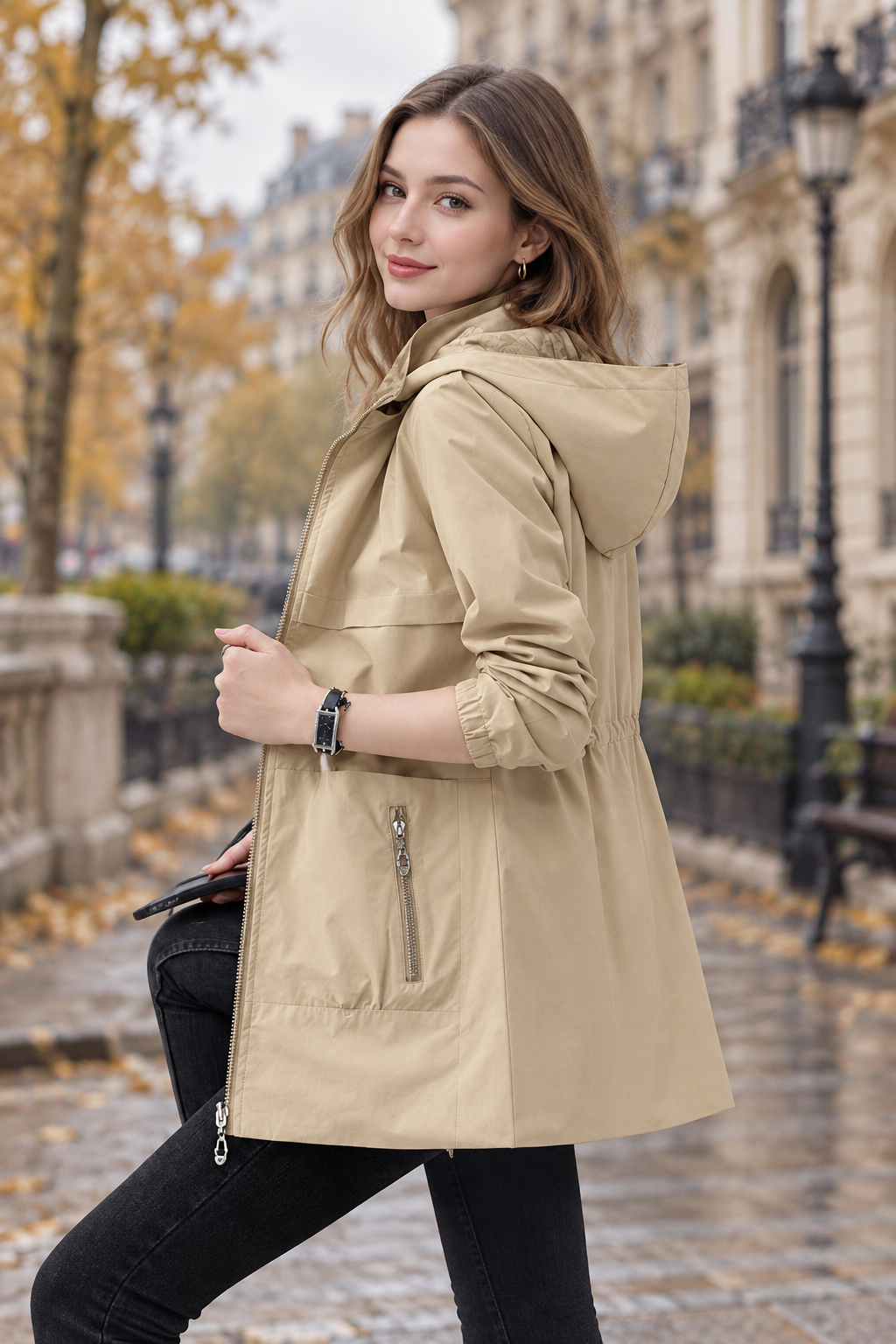 Women's Casual Reversible Short Hooded Jacket